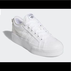 Adidas nizza platform white tennis shoes sneakers